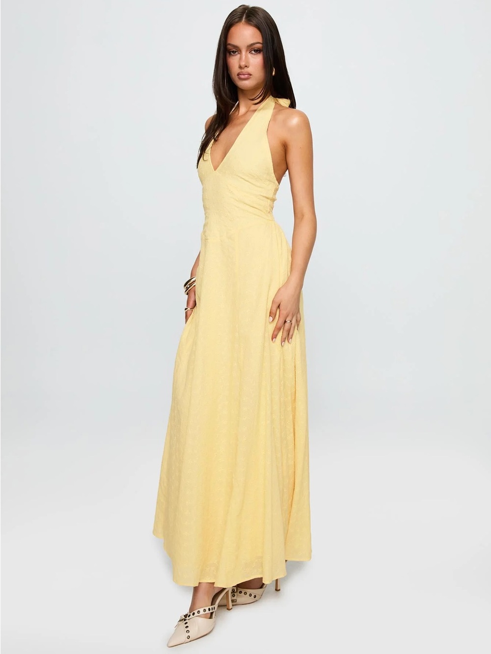 Princess Polly Yellow Halter Maxi Dress